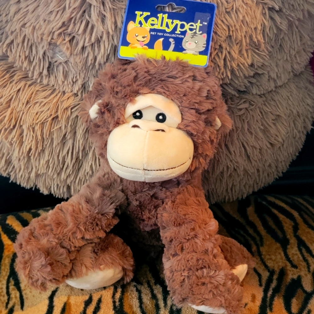 Dog or Puppy Toy Brown Stuffed Monkey w Squeak sz large